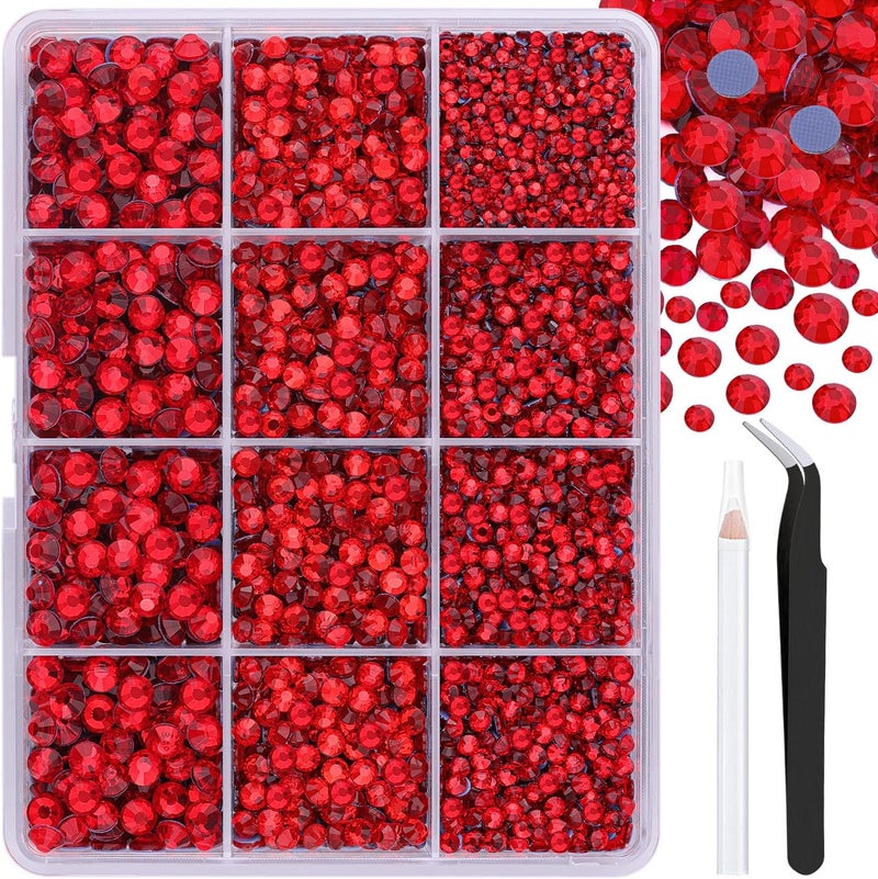 TINKRSTUFF 6800Pcs Hotfix Rhinestones for Clothing, Siam 2-5mm Mixed Sizes Iron On Flatback Glass Gems, Bedazzling Crystals Rhinestones for Crafting Hats Shoes Fabric Decor Nail Art - Image 1